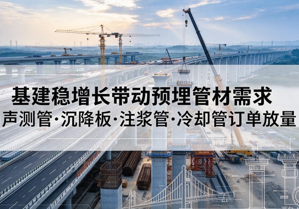 同江基建稳增长带动预埋监测管材需求，声测管、沉降板、注浆管订单持续放量